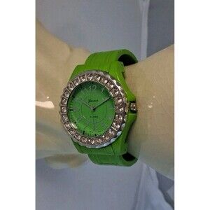 Vintage Geneva Platinum Watch /W Rhinestones,Stone Bangle,Tested